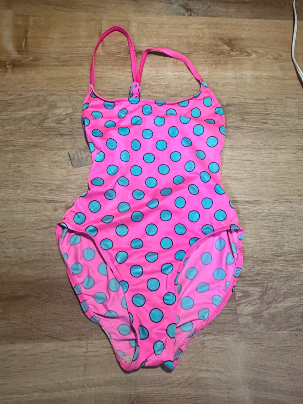 Vintage 70s Pink and Blue Polka Dot One-Piece Swimsuit